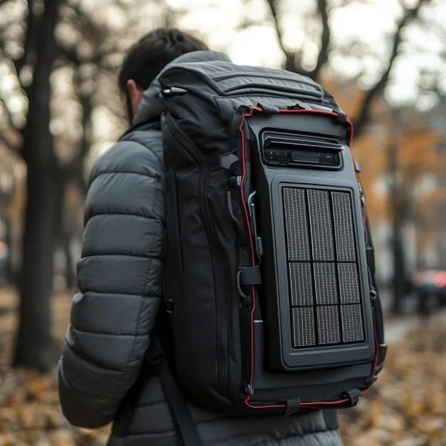 Mochila con paneles solares incorporados para cargar dispositivos de viaje
